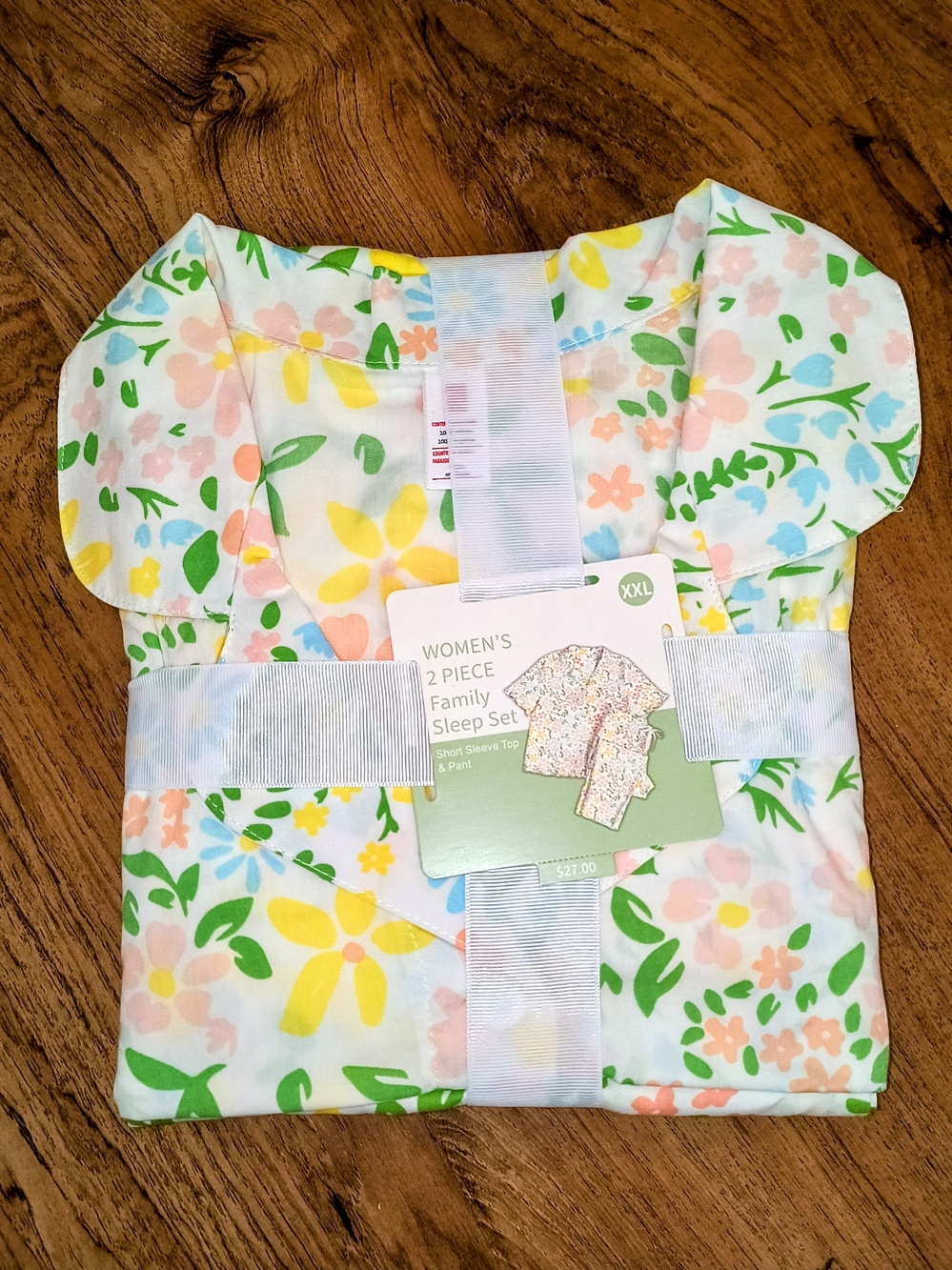 2 Piece Family Sleep Set Floral Pajama Set in White & Green Size XXL NWT